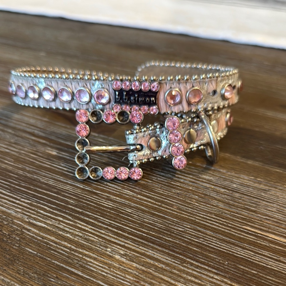 B.B. Simon Pink and Silver XL dog collar